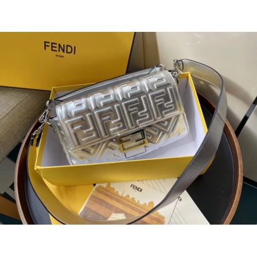 FENDI BAGUETTE große Umhängetasche 8BR771A Silber