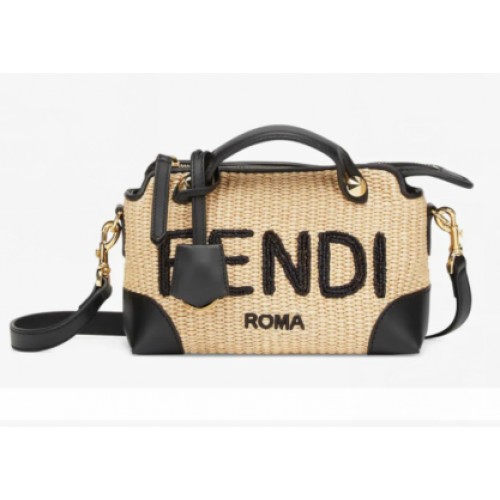 FENDI Tasche aus geflochtenem Stroh F1578 Schwarz