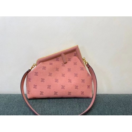 FENDI FIRST MEDIUM Flanelltasche mit Stickerei 8BP127A PINK