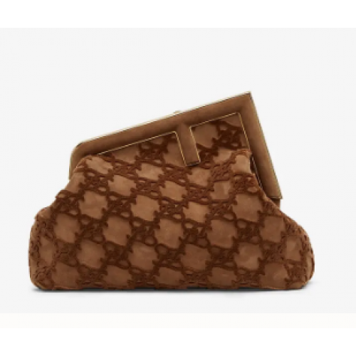 FENDI FIRST MEDIUM Wildledertasche 8BP127A Braun