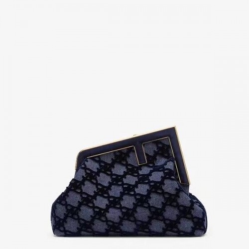 FENDI FIRST MEDIUM Wildledertasche 8BP127A dunkelblau