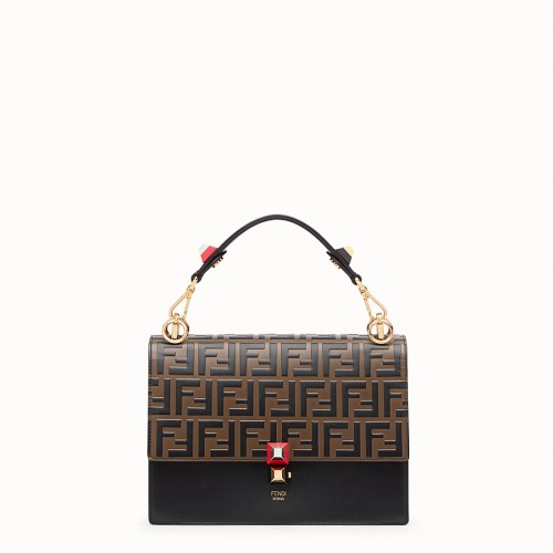 FENDI KAN I Schwarze Ledertasche 8BT283A