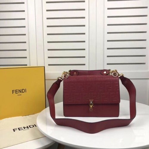 FENDI Kan I Leder Umhängetasche F9235 rot