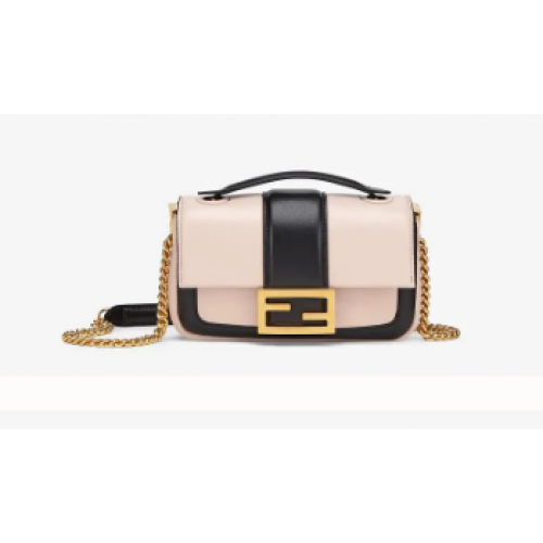 FENDI MINI BAGUETTE CHAIN Rosa und schwarze Nappaledertasche 8BS045A