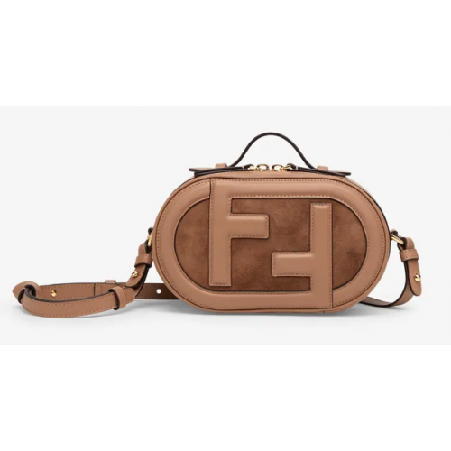 FENDI MINI CAMERA CASE Minitasche aus Leder und Wildleder 8BS058AH Beige