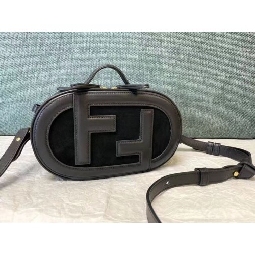 FENDI MINI CAMERA CASE Minitasche aus Leder und Wildleder 8BS058AH schwarz