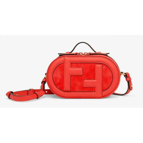 FENDI MINI CAMERA CASE Minitasche aus Leder und Wildleder 8BS058AH rot