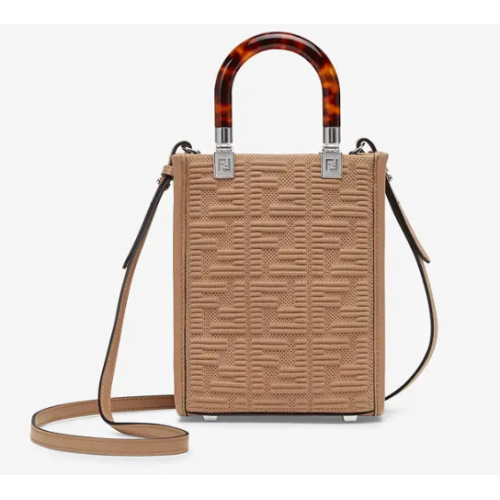 FENDI MINI SUNSHINE SHOPPER Minitasche aus FF-Stoff 8BS051AG Beige