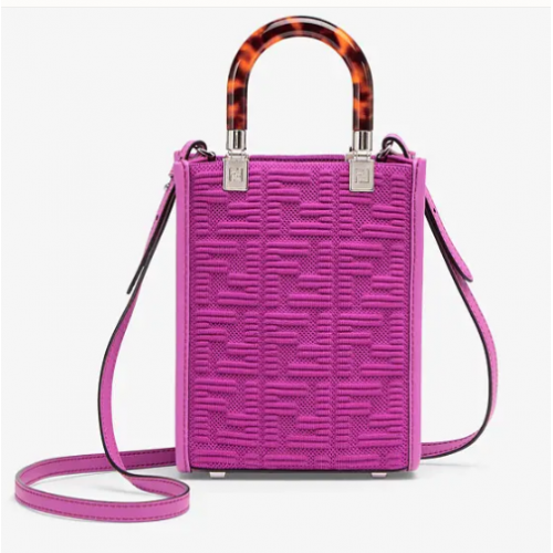 FENDI MINI SUNSHINE SHOPPER Minitasche aus FF-Stoff 8BS051AG Lila