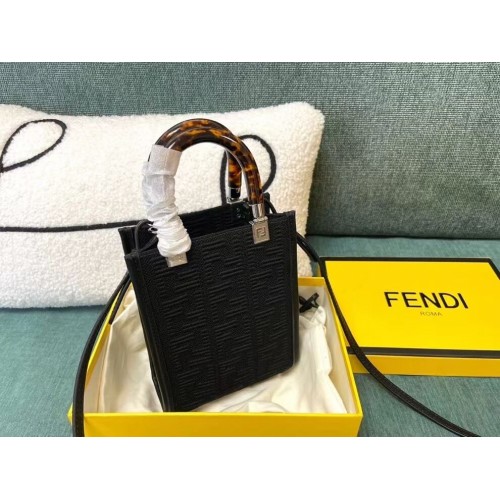 FENDI MINI SUNSHINE SHOPPER Mini-Tasche aus FF-Stoff 8BS051AG schwarz