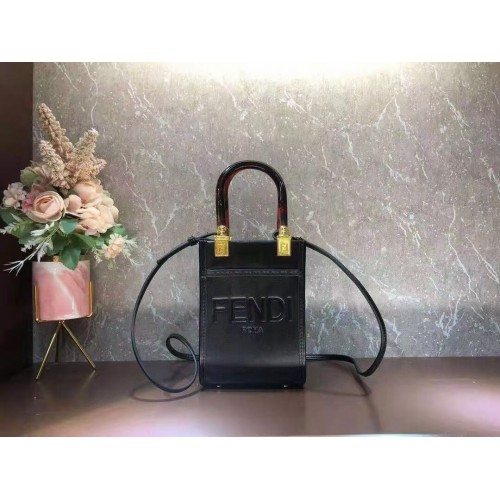 FENDI MINI SUNSHINE SHOPPER Mini-Ledertasche 8BS051ABV schwarz