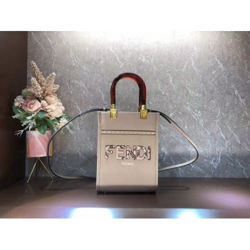 FENDI MINI SUNSHINE SHOPPER Mini-Ledertasche 8BS051ABV grau