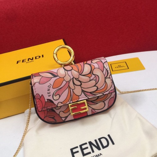 FENDI NANO BAGUETTE CHARM Nappa Original Ledertasche 7AR844 Blume