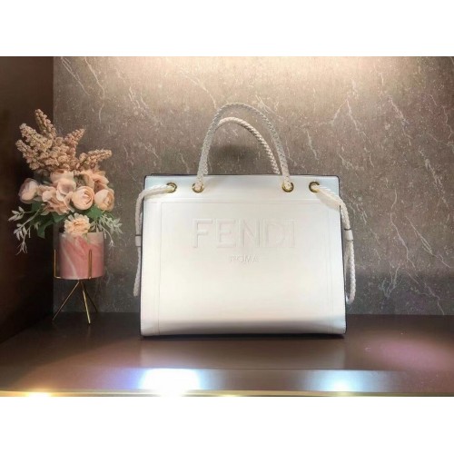 FENDI PACK MEDIUM SHOPPING BAG Ledertasche F1508 weiß