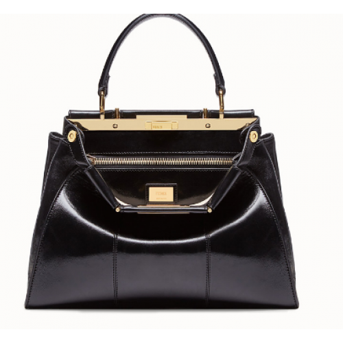 FENDI PEEKABOO ICONIC Schwarze Ledertasche F0837