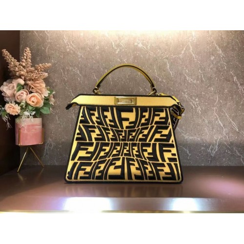 FENDI PEEKABOO ICONIC ESSENTIALLY Ledertasche F1516 gelb