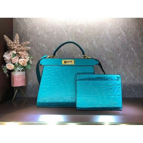 FENDI PEEKABOO ICONIC ESSENTIALLY Ledertasche F1519 blau