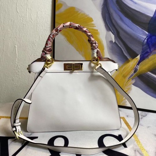 FENDI PEEKABOO ICONIC MEDIUM Weiße Ledertasche F6946