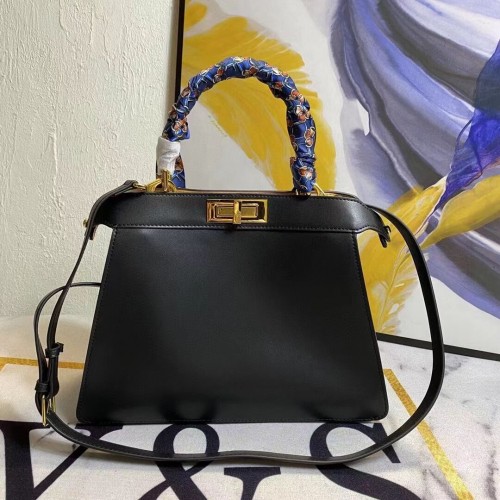 FENDI PEEKABOO ICONIC MEDIUM schwarze Ledertasche F6946