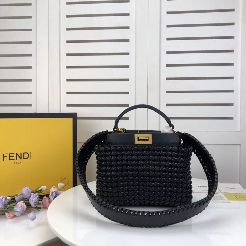 FENDI PEEKABOO ICONIC MINI Ledertasche 8BN244 schwarz