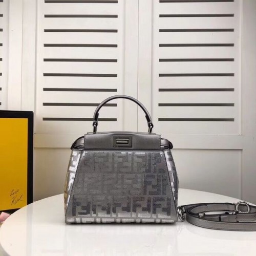 FENDI PEEKABOO ICONIC Ledertasche F0335 Silber