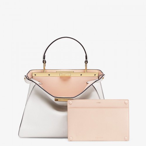 FENDI PEEKABOO ISEEU MEDIUM Ledertasche F1392 weiß