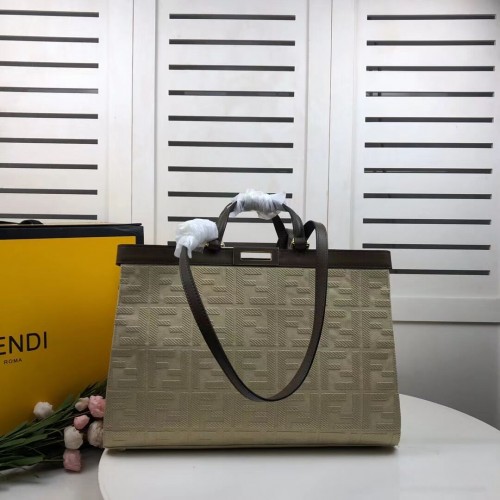 FENDI PEEKABOO X-TOTE Leinentasche 8BH374A beige
