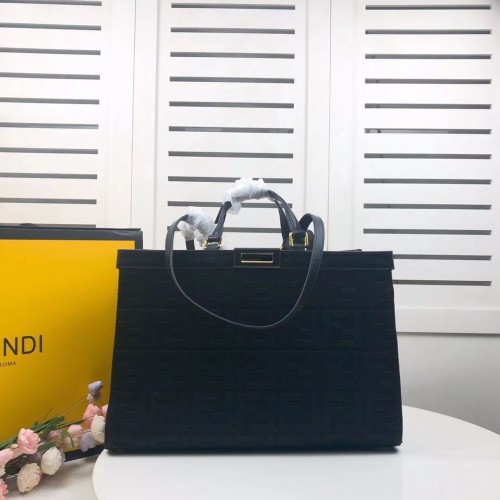 FENDI PEEKABOO X-TOTE Leinentasche 8BH374A schwarz