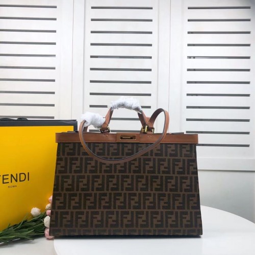 FENDI PEEKABOO X-TOTE Leinentasche 8BH374A braun