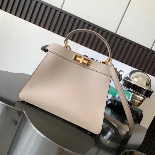 FENDI Peekaboo ISeeU Mittlere Ledertasche 8BN321A grau