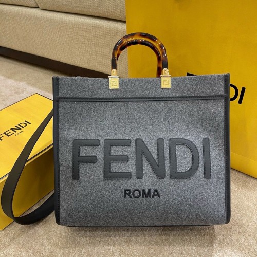 Flanell-Shopper FENDI SUNSHINE LARGE 8BH375 Grau