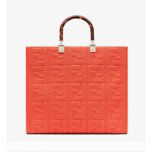 FENDI SUNSHINE MEDIUM FF Shopper aus Stoff 8BH386A rot
