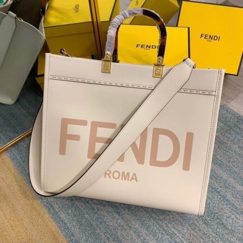 FENDI SUNSHINE MEDIUM Shopper aus beigem Leder 8BH386A