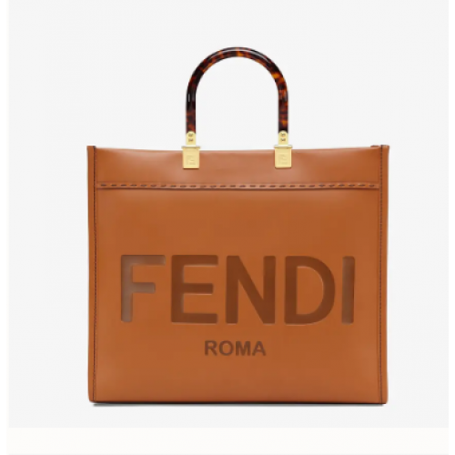 FENDI SUNSHINE MEDIUM Shopper aus braunem Leder 8BH386A