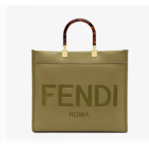 FENDI SUNSHINE MEDIUM Shopper aus grünem Leder 8BH386A