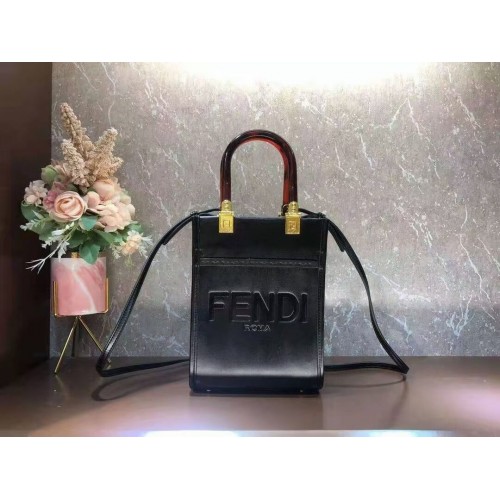 FENDI SUNSHINE SHOPPER Mini-Ledertasche F1620 schwarz
