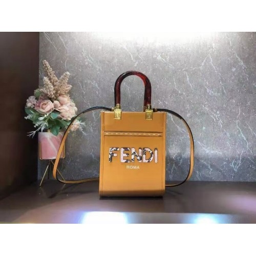 FENDI SUNSHINE SHOPPER Mini-Ledertasche F1620 orange