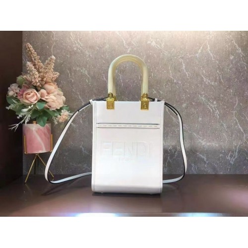 FENDI SUNSHINE SHOPPER Mini-Ledertasche F1620 weiß