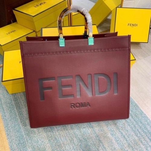 FENDI SUNSHINE großer Shopper aus bordeauxfarbenem Leder 8BH387A