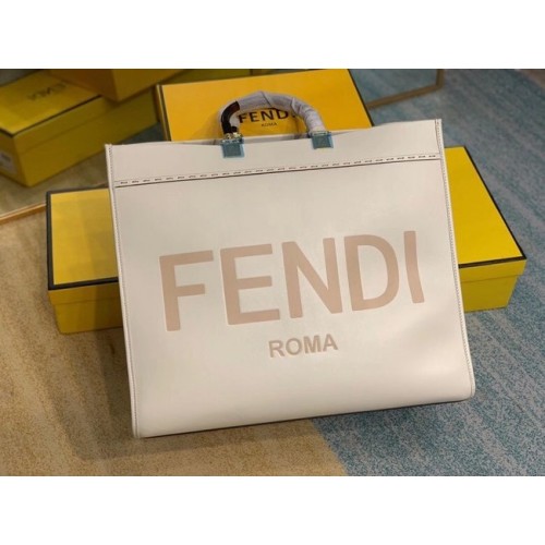 FENDI SUNSHINE großer Shopper aus beigefarbenem Leder 8BH387A