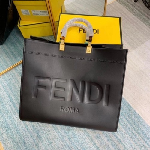 FENDI SUNSHINE großer Shopper aus schwarzem Leder 8BH387A