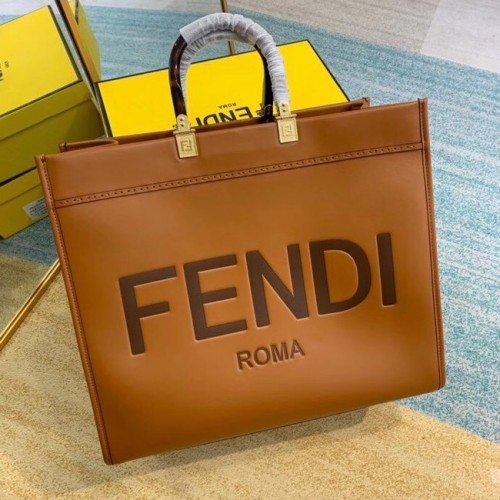 FENDI SUNSHINE großer Shopper aus braunem Leder 8BH387A