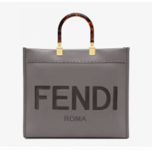 FENDI SUNSHINE großer Shopper aus grauem Leder 8BH387A