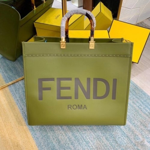 FENDI SUNSHINE großer Shopper aus grünem Leder 8BH387A