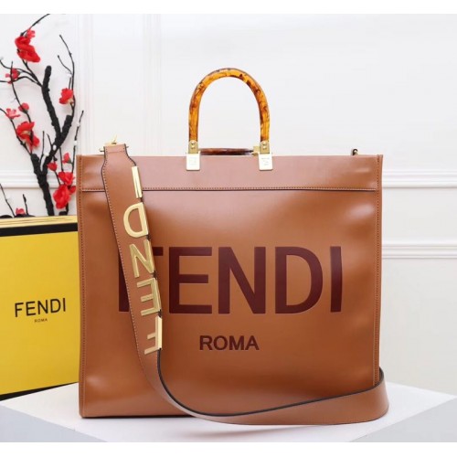 FENDI Shopper Ledertasche F6398 Braun