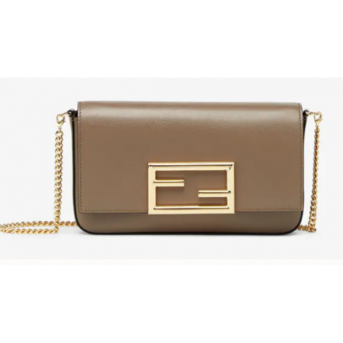 FENDI WALLET ON CHAIN WITH POUCHES Mini-Tasche aus Leder 8BS032 grau