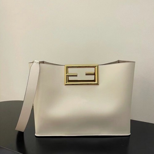 FENDI WAY MEDIUM Weiße Ledertasche 8BH391AAI