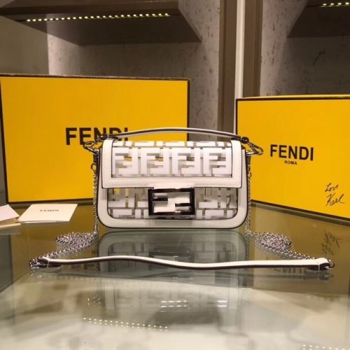 Fendi BAGUETTE MINI PU Tragetasche 8BS017 weiß