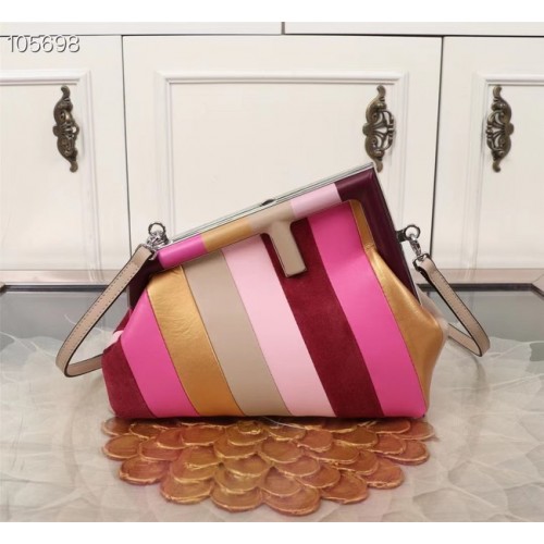 Fendi First Medium Ledertasche mit Multicolor-Inlay 8BP127A Multicolor