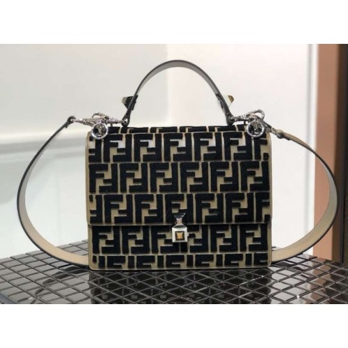 Fendi KAN I Mehrfarbige Stofftasche 8BT283A schwarz&Khaki